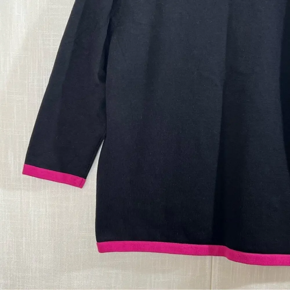 Alfred Dunner Abstract Color Block Pink Black White‎ Retro Knit Sweater Sz S